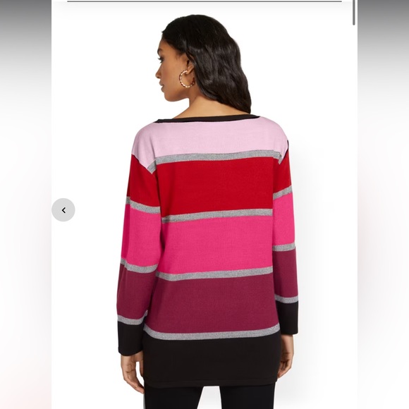 New York & Company Stripe Slouch Tunic Sweater M - Picture 2 of 4